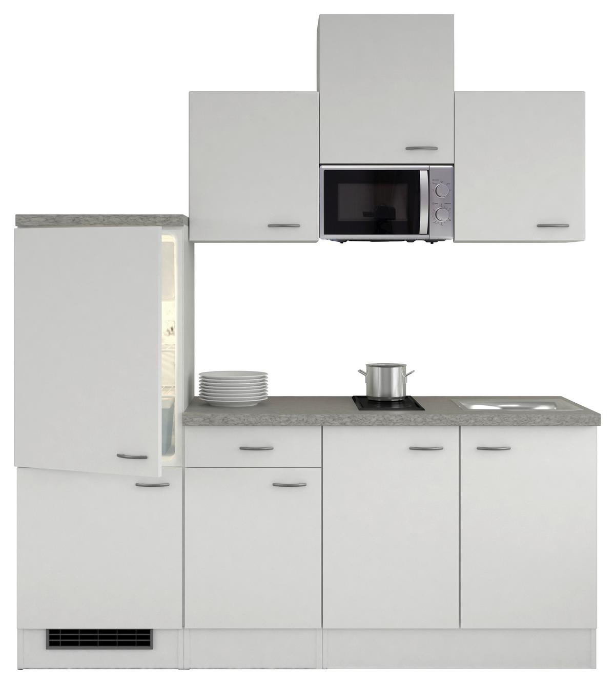 Küchenzeile Wito M. Geräten 210 Cm Weiß/grau Modern - Hellgrau/Weiß, MODERN, Holzwerkstoff (210cm) - FlexWell