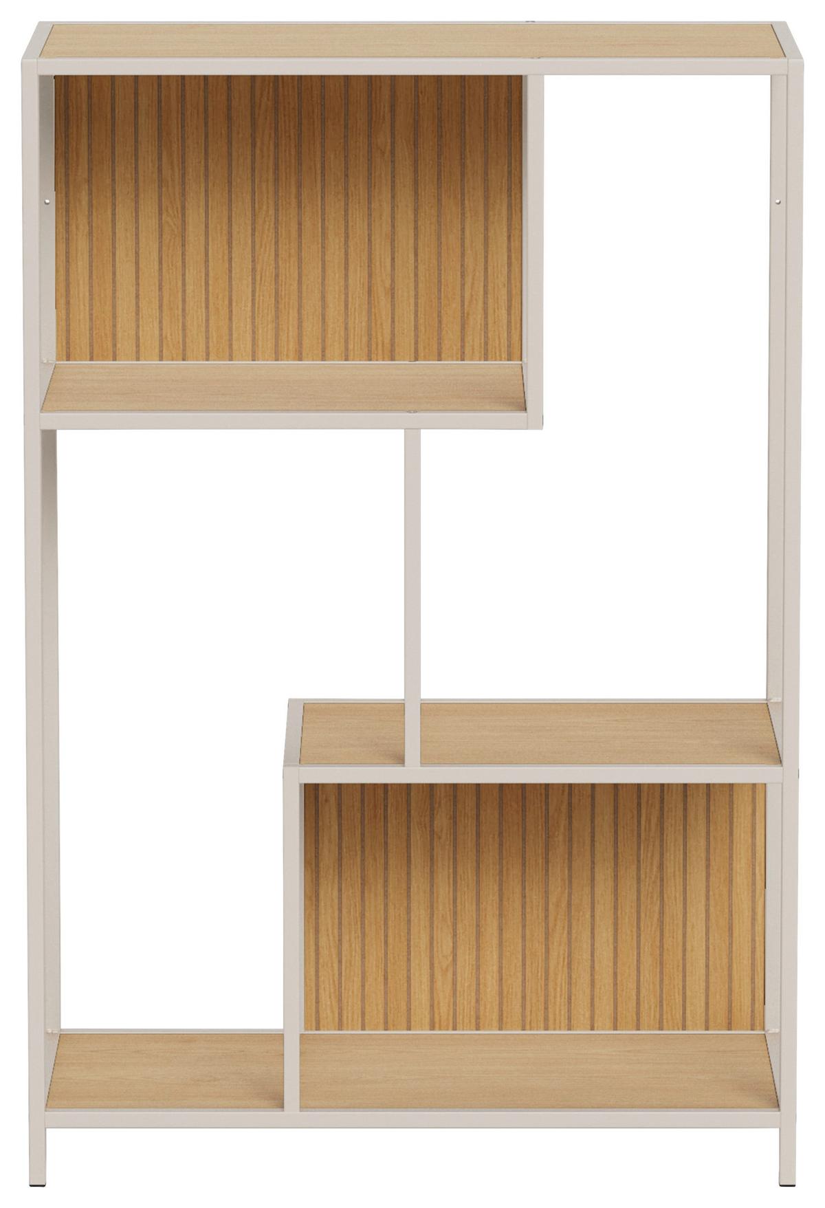 REGÁL SEAFORD - sivá/farba duba, Modern, kov/kompozitné drevo (77/114/35cm) - Xora