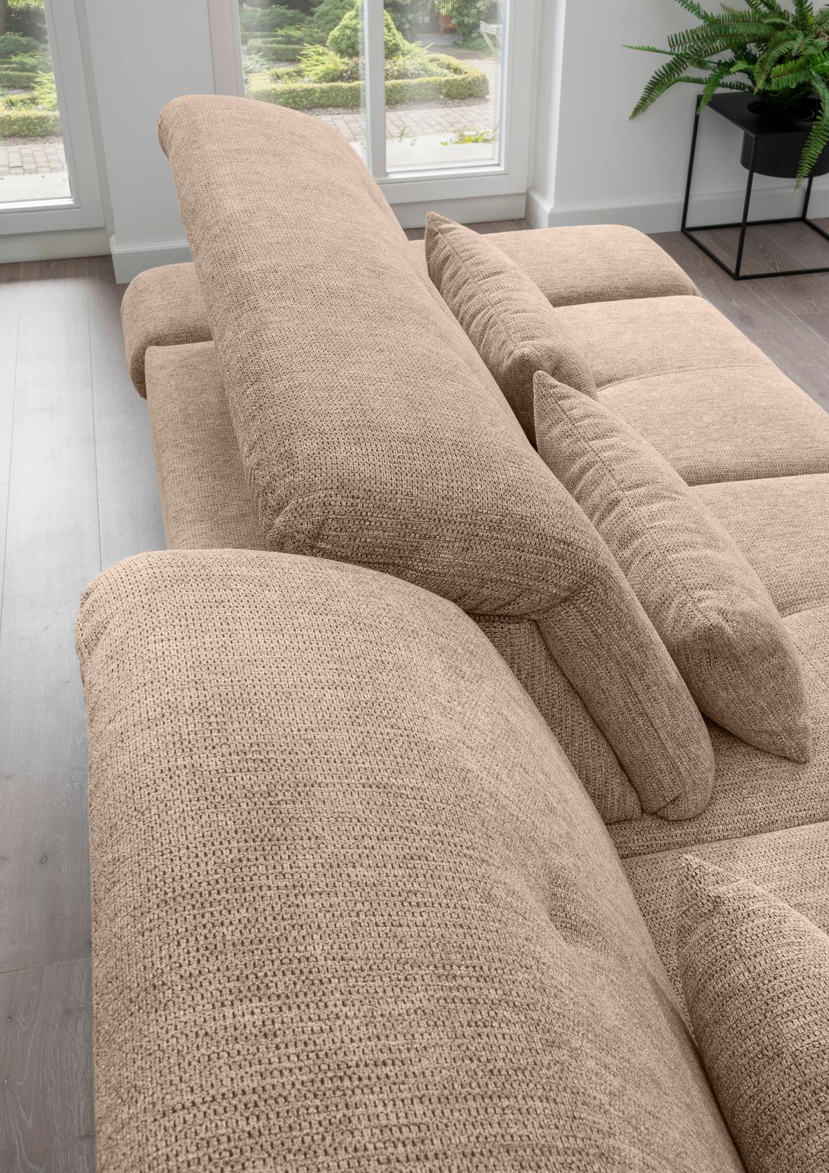 Ecksofa Dalida Hellbraun S: 254x280 cm - Chromfarben/Hellbraun, MODERN, Textil (254/280cm) - Livetastic
