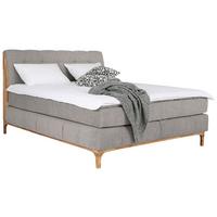 Boxspringbett Moon mit Topper 160x200 cm - Sandfarben/Eichefarben, MODERN, Holz/Holzwerkstoff (160/200cm) - MID.YOU