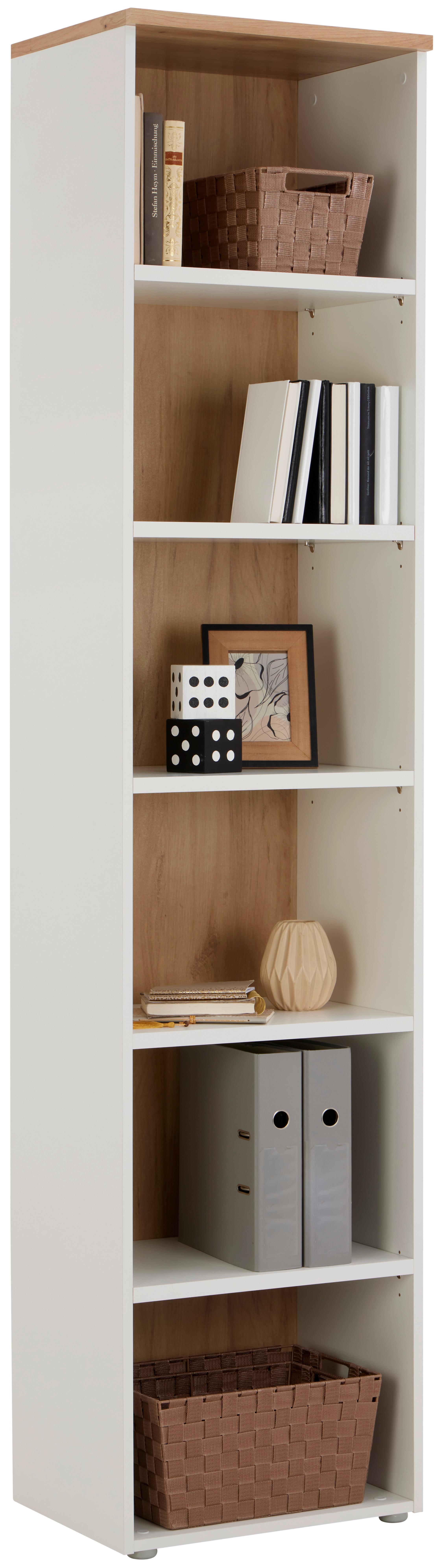 Regál na dokumenty KONTOR K1 - bílá/barvy dubu, Moderní, kompozitní dřevo (50/220/38cm)