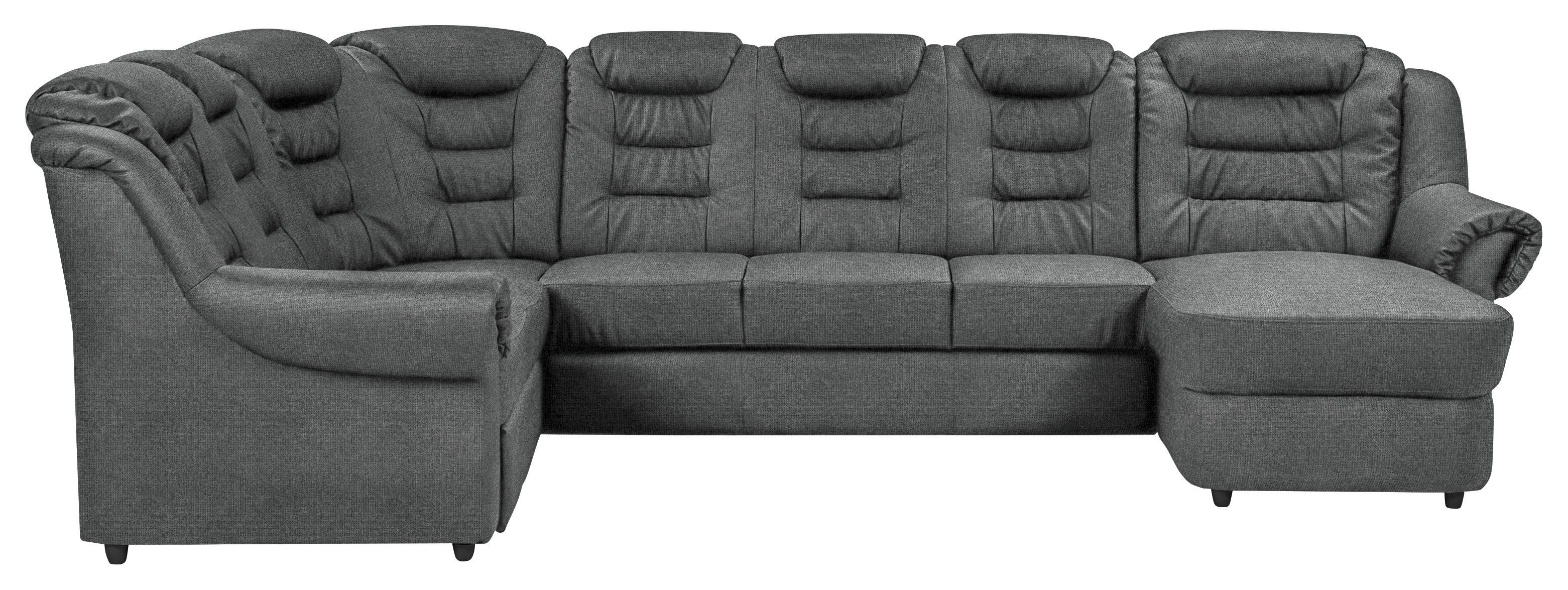 Wohnlandschaft Boston Dunkelgrau Chenille - Dunkelgrau/Schwarz, KONVENTIONELL, Textil (216/333/165cm) - Livetastic