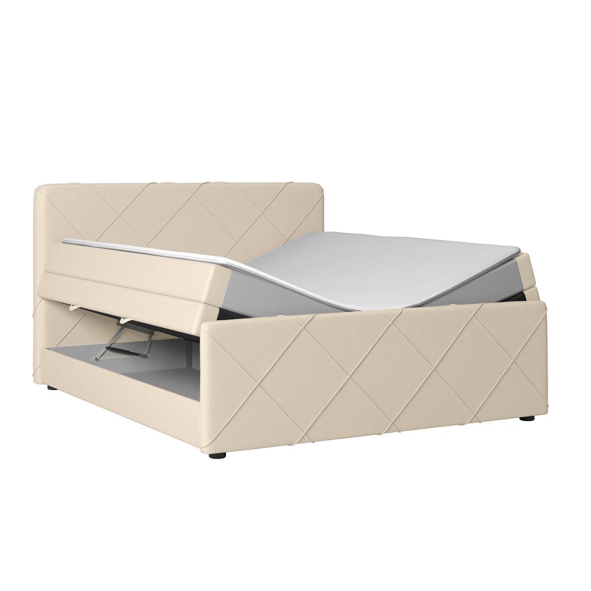 Boxspringbett mit Bettkasten Cordoba 180x200 Weiß - Schwarz/Weiß, MODERN, Holzwerkstoff/Kunststoff (180/200cm) - MID.YOU