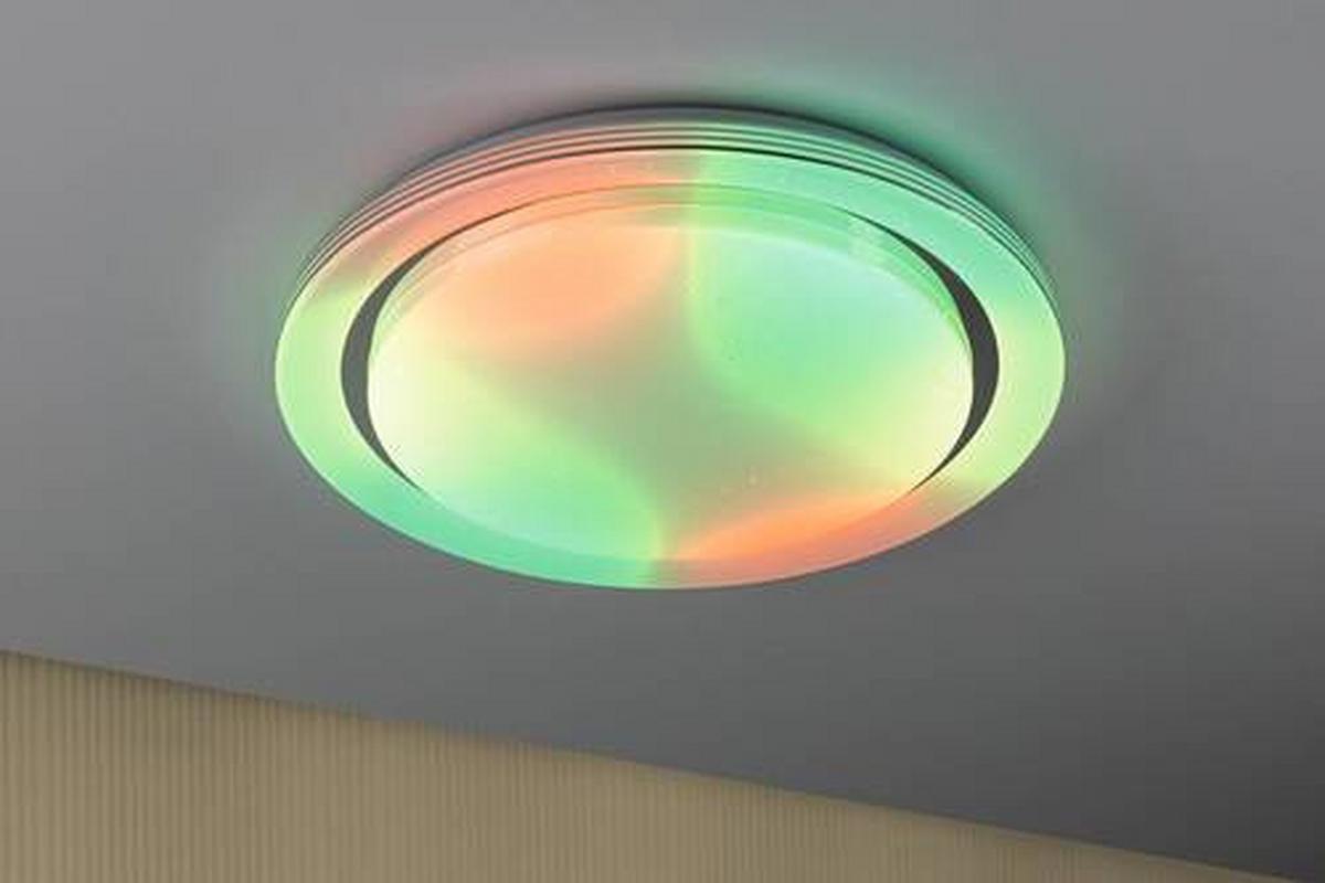 Deckenleuchte Ø 48,5 Cm 1-Flammig Dimmbar Rund - Chromfarben/Weiß, Basics, Kunststoff/Metall (48,5/7,5cm) - Paulmann