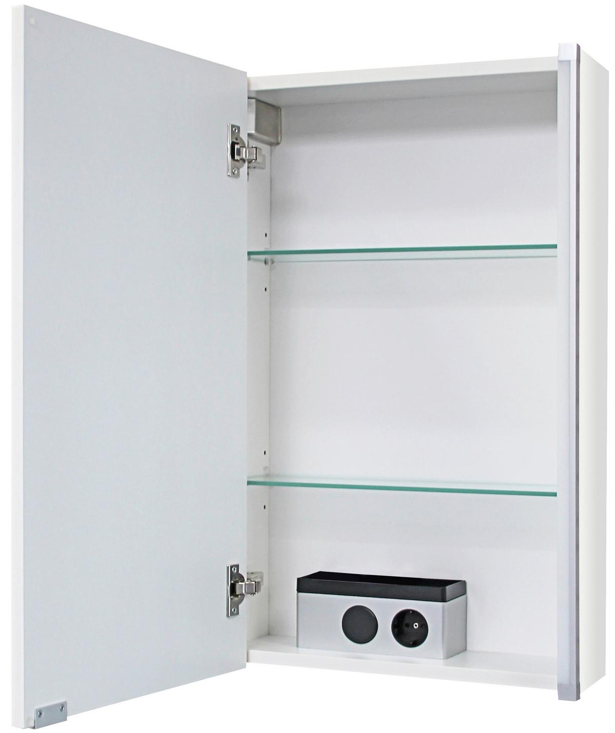 Spiegelschrank Led-line Bxhxt: 42,5x67x16,5 Cm Weiß - Weiß, MODERN, Glas/Holzwerkstoff (42,5/67/16,5cm) - MID.YOU