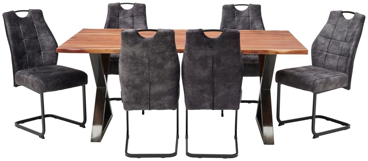 Esstisch mit Massivholz-Platte Calabria 180x100 cm Akazie - Schwarz/Akaziefarben, MODERN, Holz/Metall (180/78/100cm)