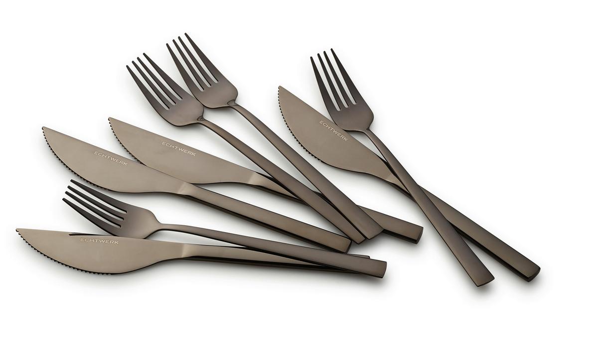 Pizzabesteckset 8-Teilig für 4 Personen - Schwarz, Basics, Metall (23cm) - Echtwerk