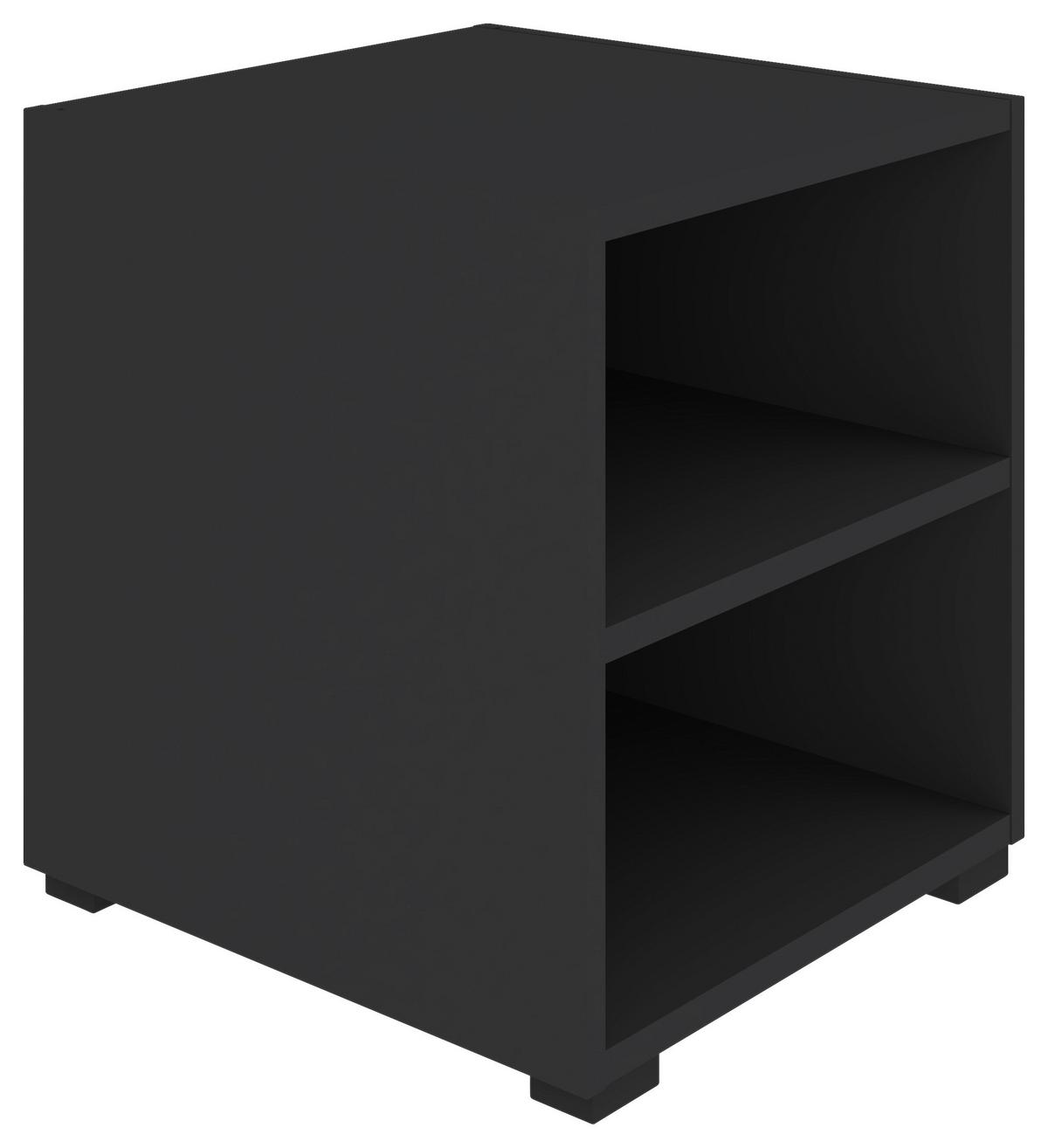 Nachtkästchen Unit In Anthrazitmit 1 Lade - Anthrazit/Anthrazit Hochglanz, MODERN, Holzwerkstoff (454/61/42cm) - Ondega