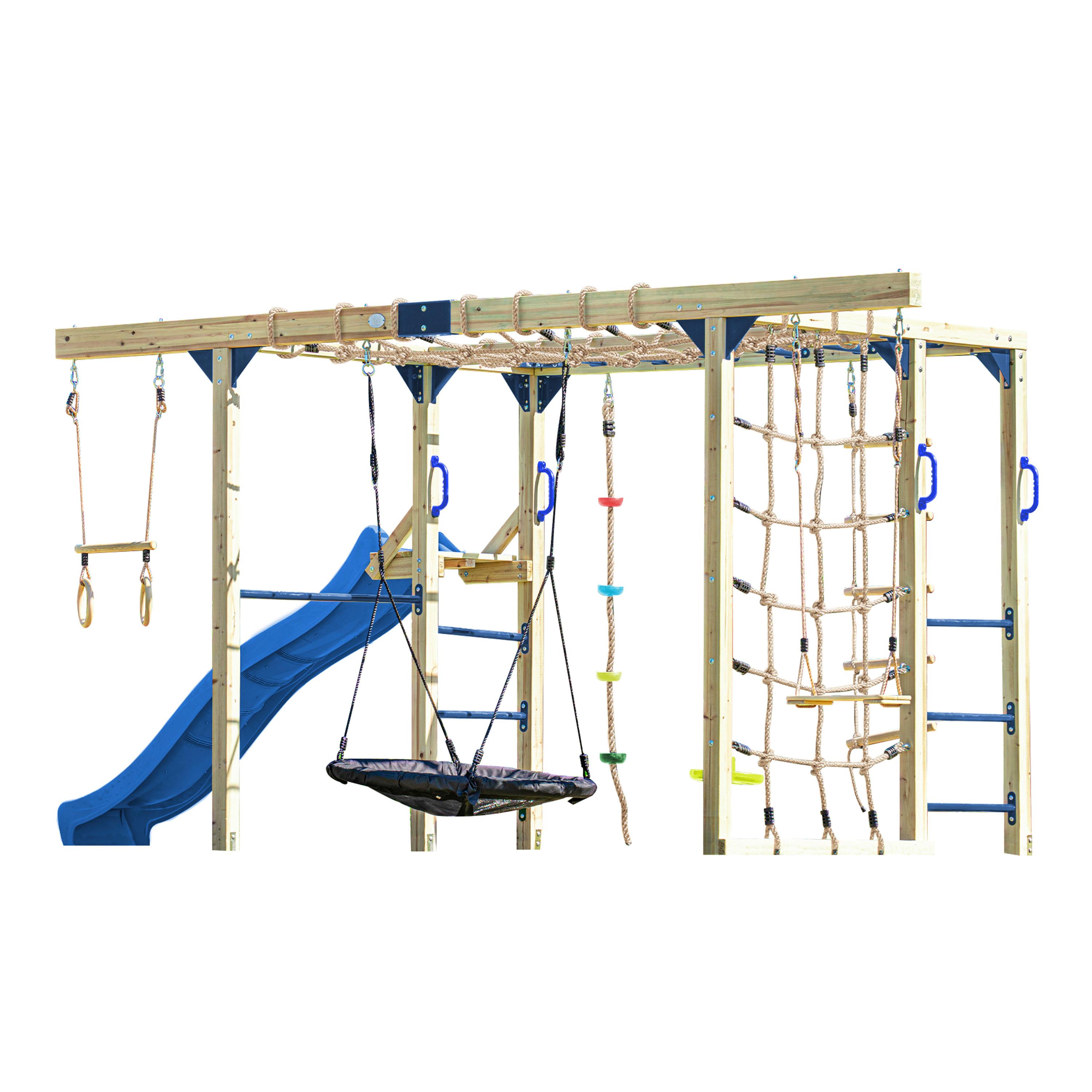 KLETTERGERÜST MIT RUTSCHE BLAU - Blau/Braun, Basics, Holz/Kunststoff (522,5/196,2/205cm) - Ambia Garden