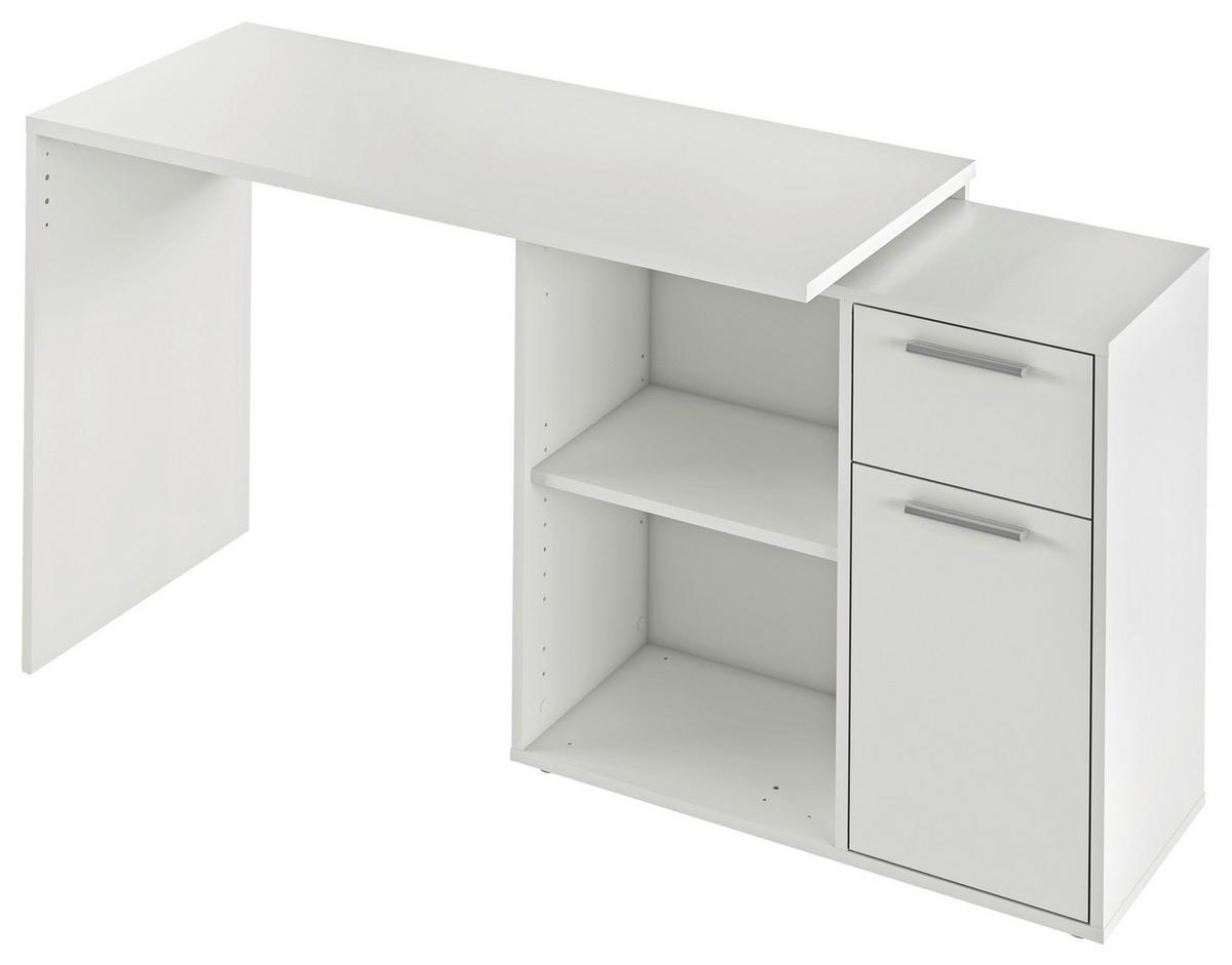 Psací stůl LUCAS - bílá/barvy hliníku, Moderní, kompozitní dřevo/plast (117/71/75/80cm) - Based