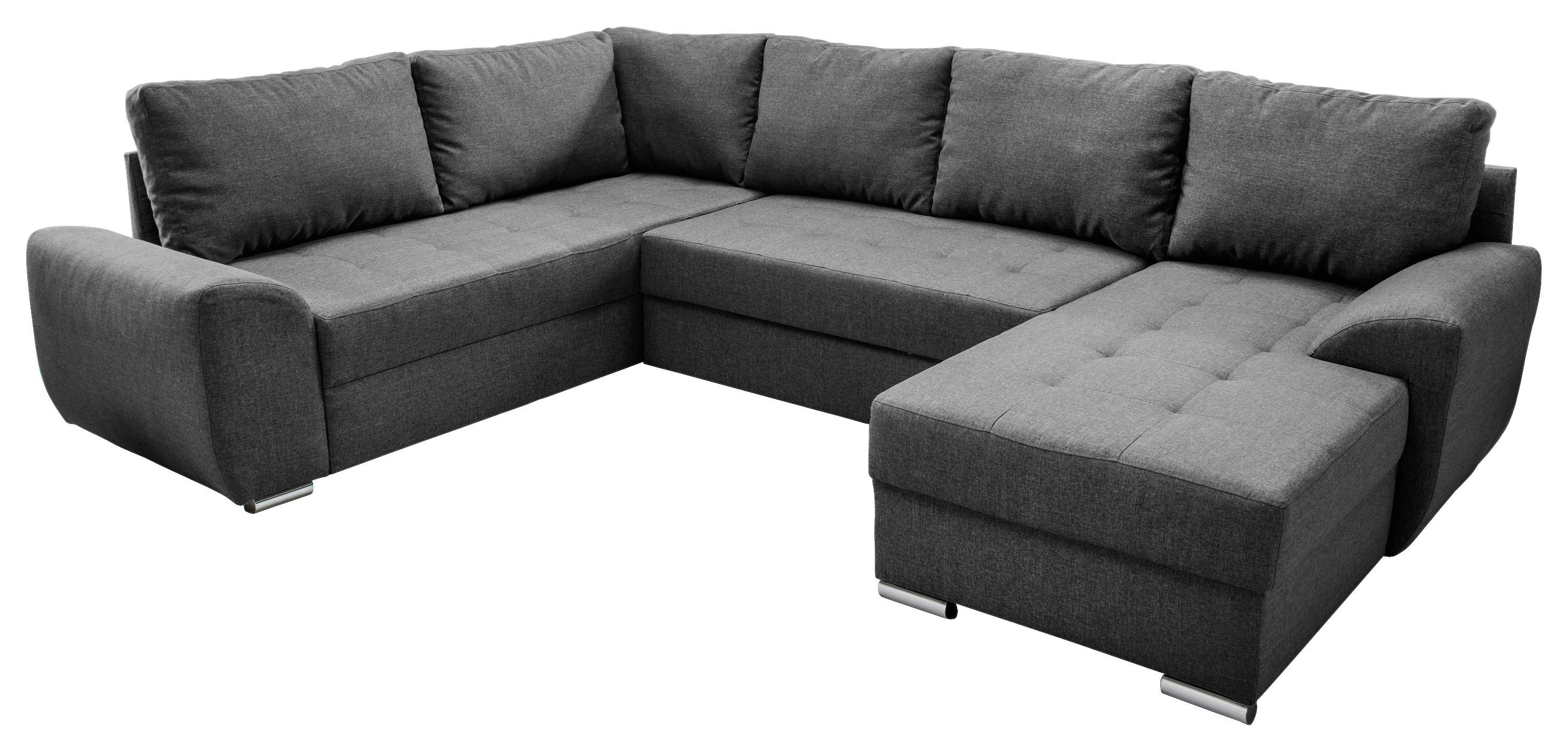 Wohnlandschaft mit Schlaffunktion Sinja - Chromfarben/Anthrazit, KONVENTIONELL, Textil (218/292/156cm) - Livetastic