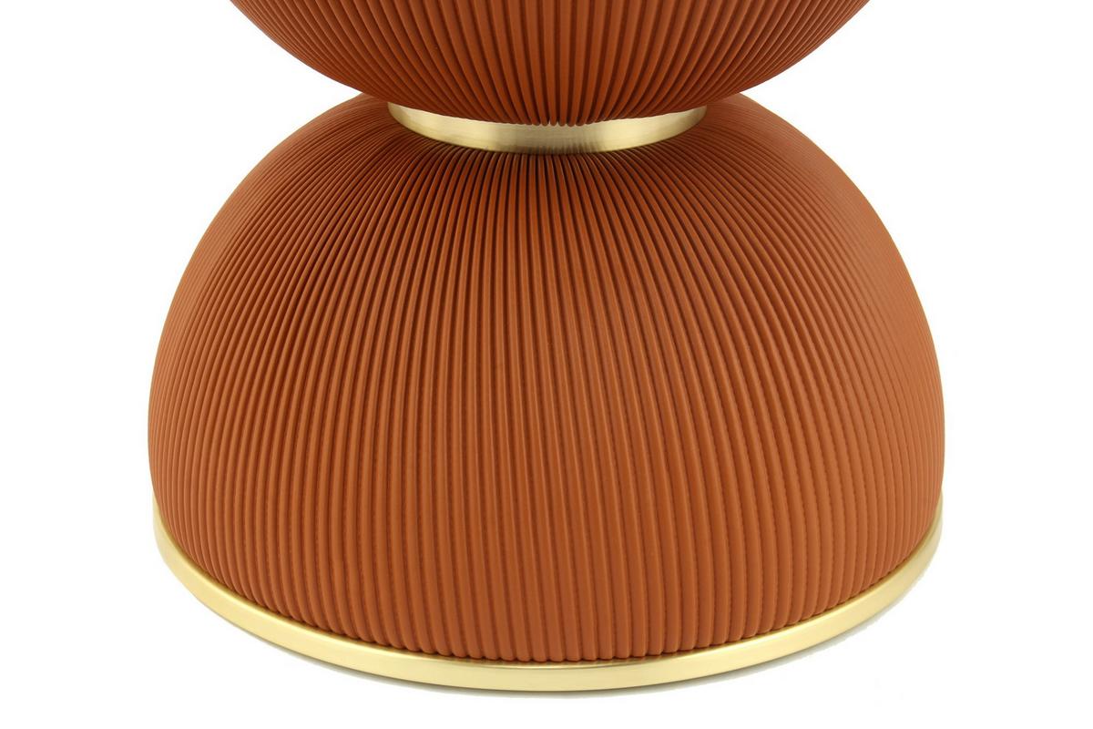 ODKLÁDACÍ STOLEK JOKAI 225 COGNAC - barvy zlata/koňaková, Design, kov/textil (47/51cm) - MID.YOU
