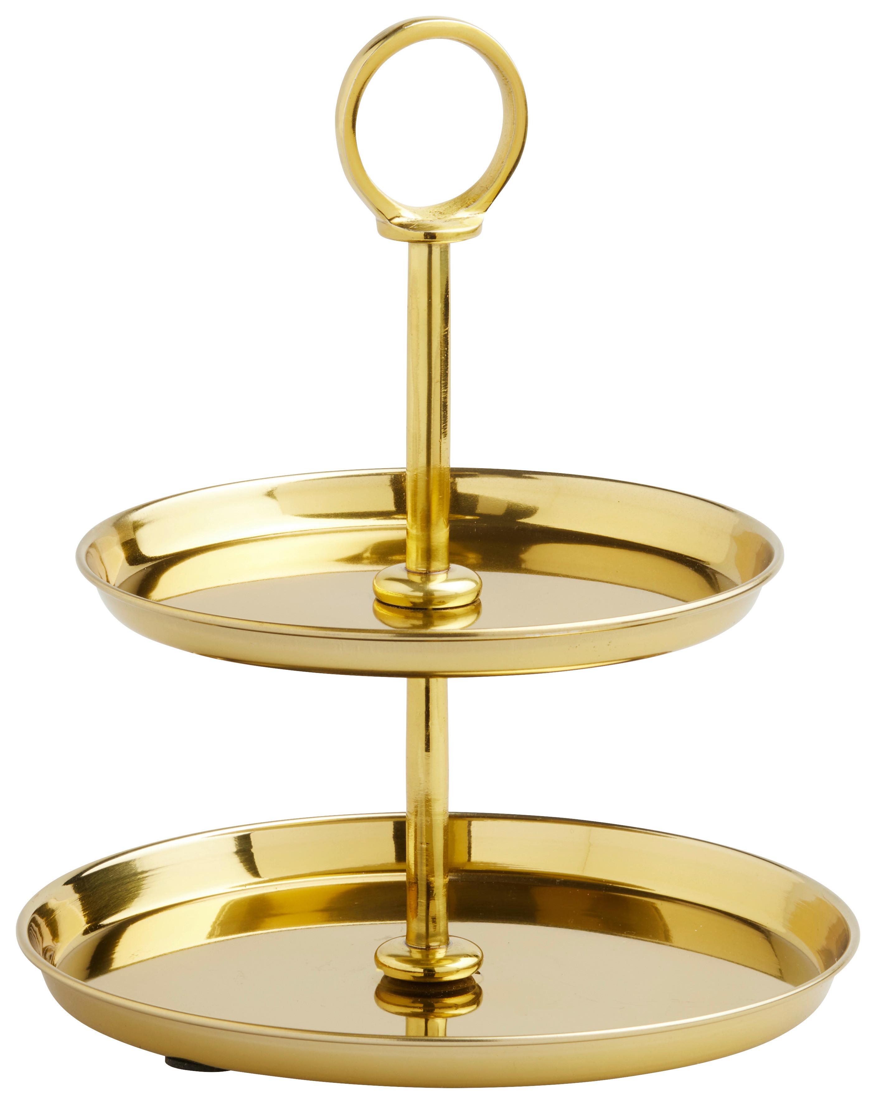 Poschodový stojan GLAMOUR - zlatá, Modern, kov (20,3/23,5cm) - Mömax