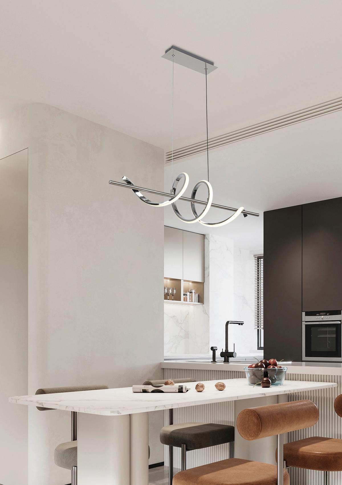 ZÁVĚSNÉ LED SVÍTIDLO LINA - barvy chromu/barvy niklu, Moderní, kov/plast (80/22/120cm) - Mömax