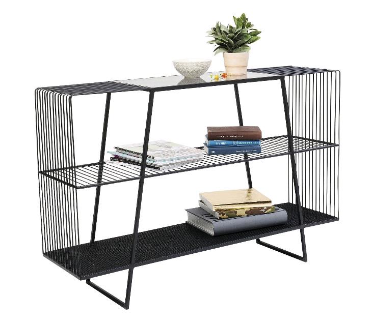Regal Mesh - Schwarz, LIFESTYLE, Glas/Metall (120/78/32cm) - Kare-Design