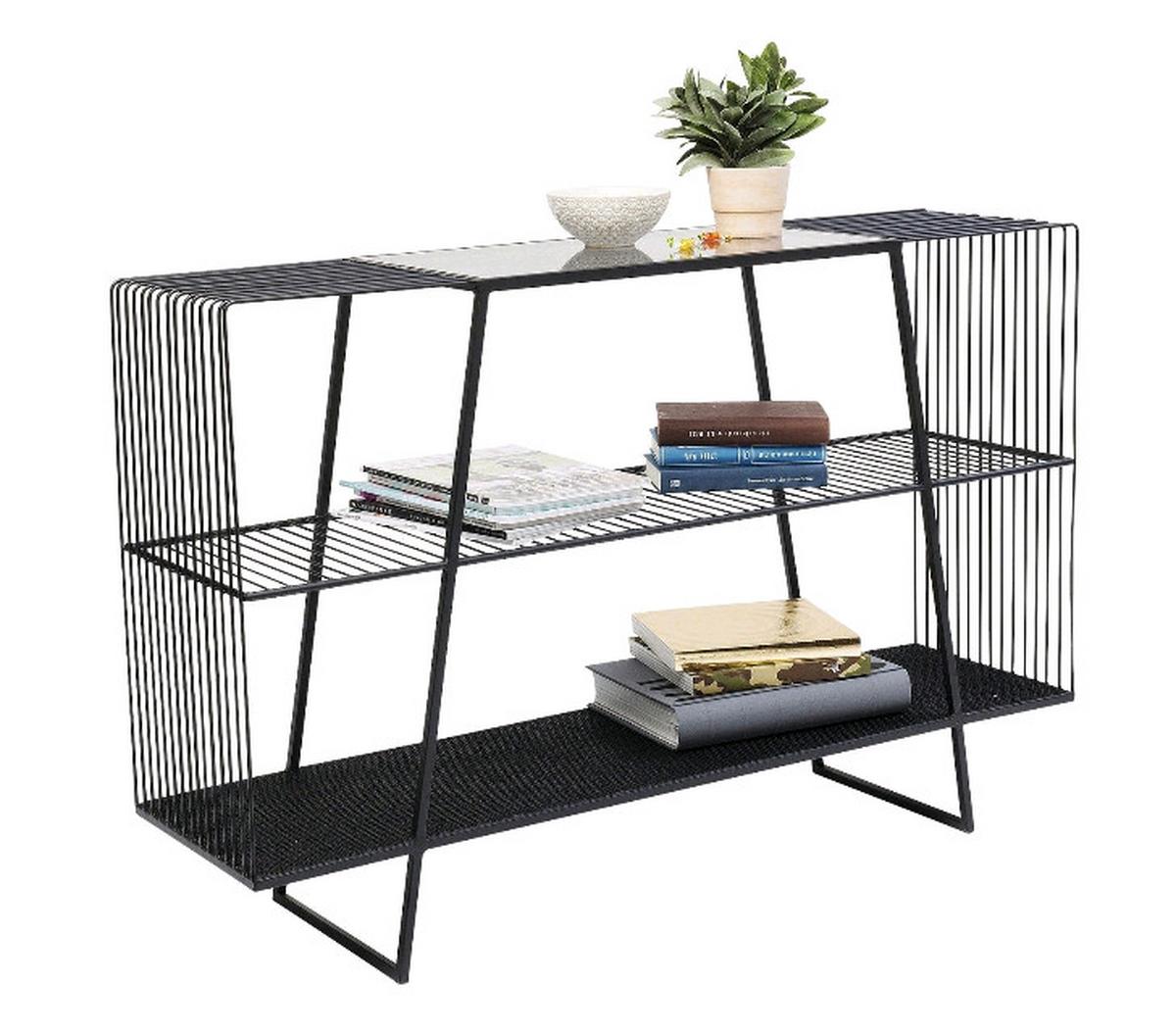 Regal Mesh - Schwarz, LIFESTYLE, Glas/Metall (120/78/32cm) - Kare-Design