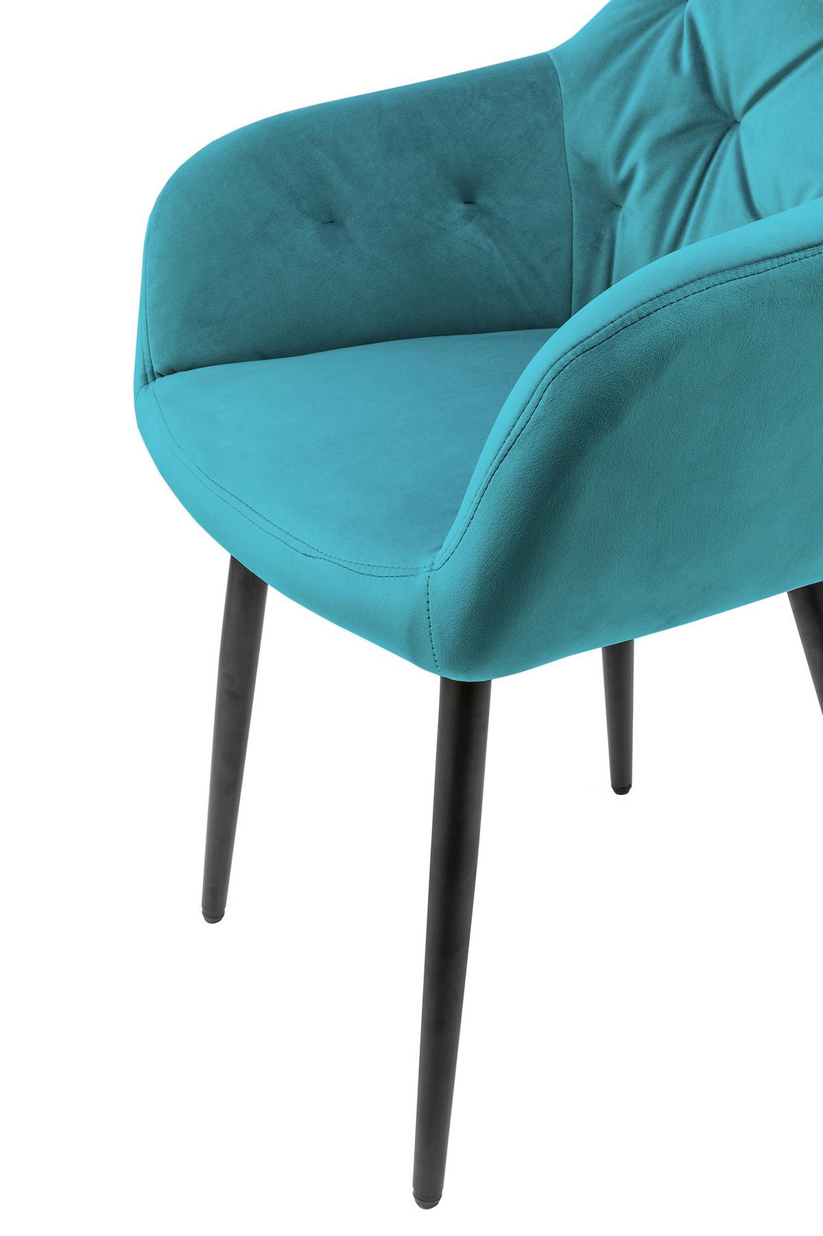 Armlehnstuhl Türkis B: 61 Cm - Türkis/Schwarz, MODERN, Textil/Metall (61/85/45cm) - Livetastic