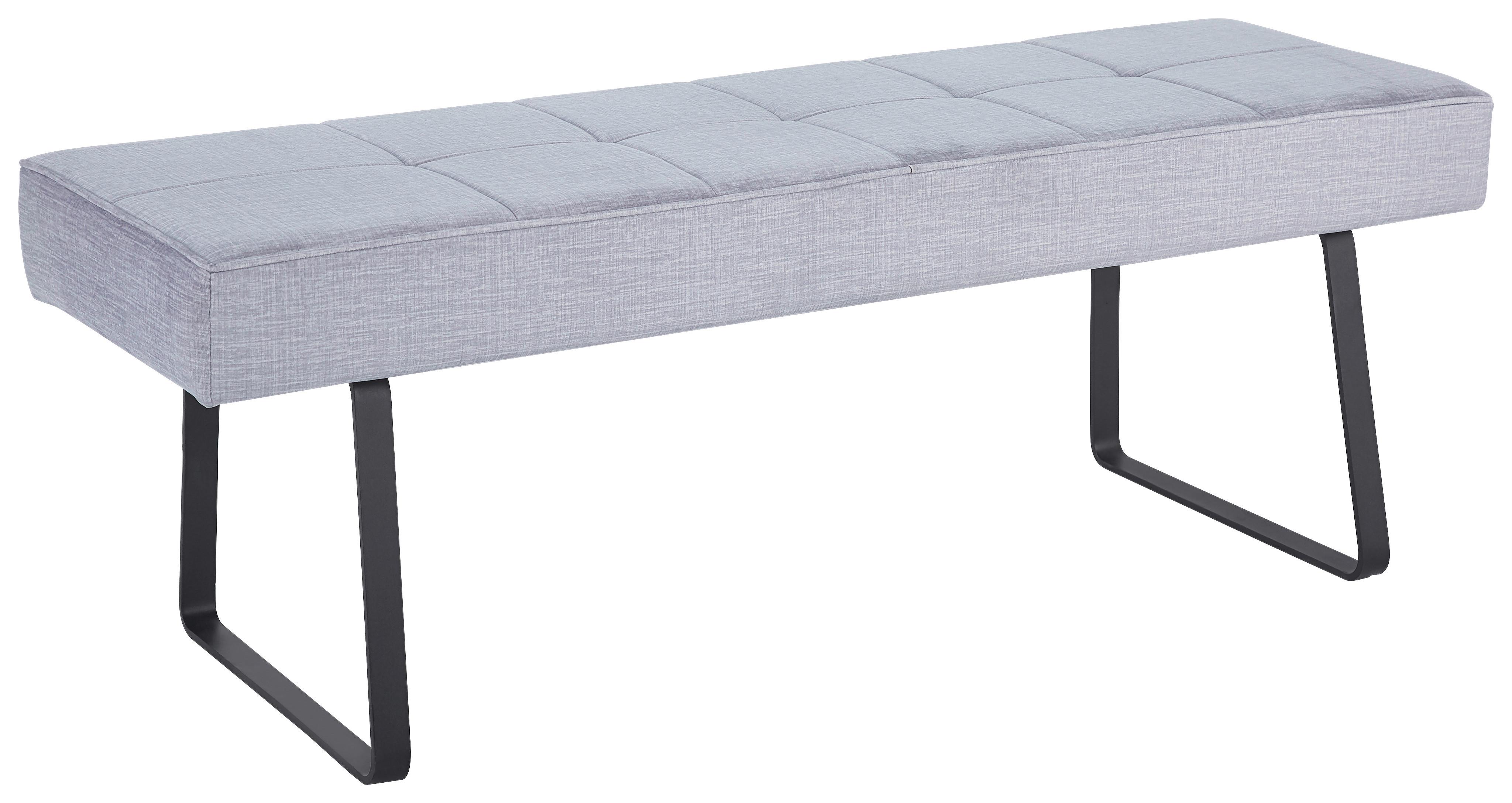 Sitzbank Tilos Ohne Lehne Samt Dunkelgrau, B: 140 Cm - Dunkelgrau/Schwarz, KONVENTIONELL, Textil/Metall (140/49/47cm) - MID.YOU