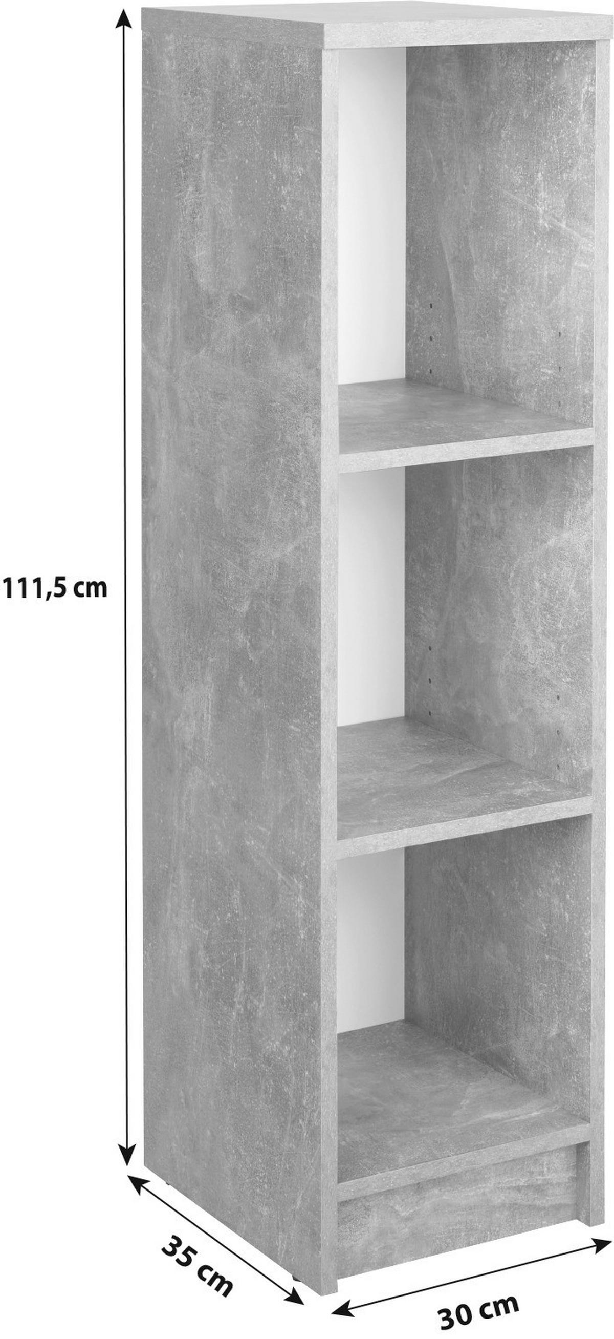 Regal 4-You New B: 30 cm, Betonoptik/Weiß - Schwarz/Weiß, MODERN, Holzwerkstoff (30/111,5/34,6cm)