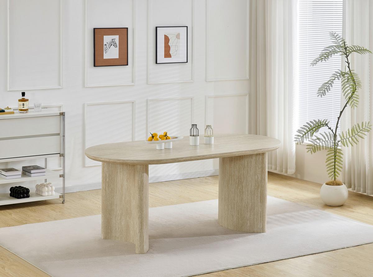 Esstisch Molde Eichefarben/Beige L: 180 cm - Eichefarben/Beige, MODERN, Holzwerkstoff/Stein (180/90/76cm) - P & B