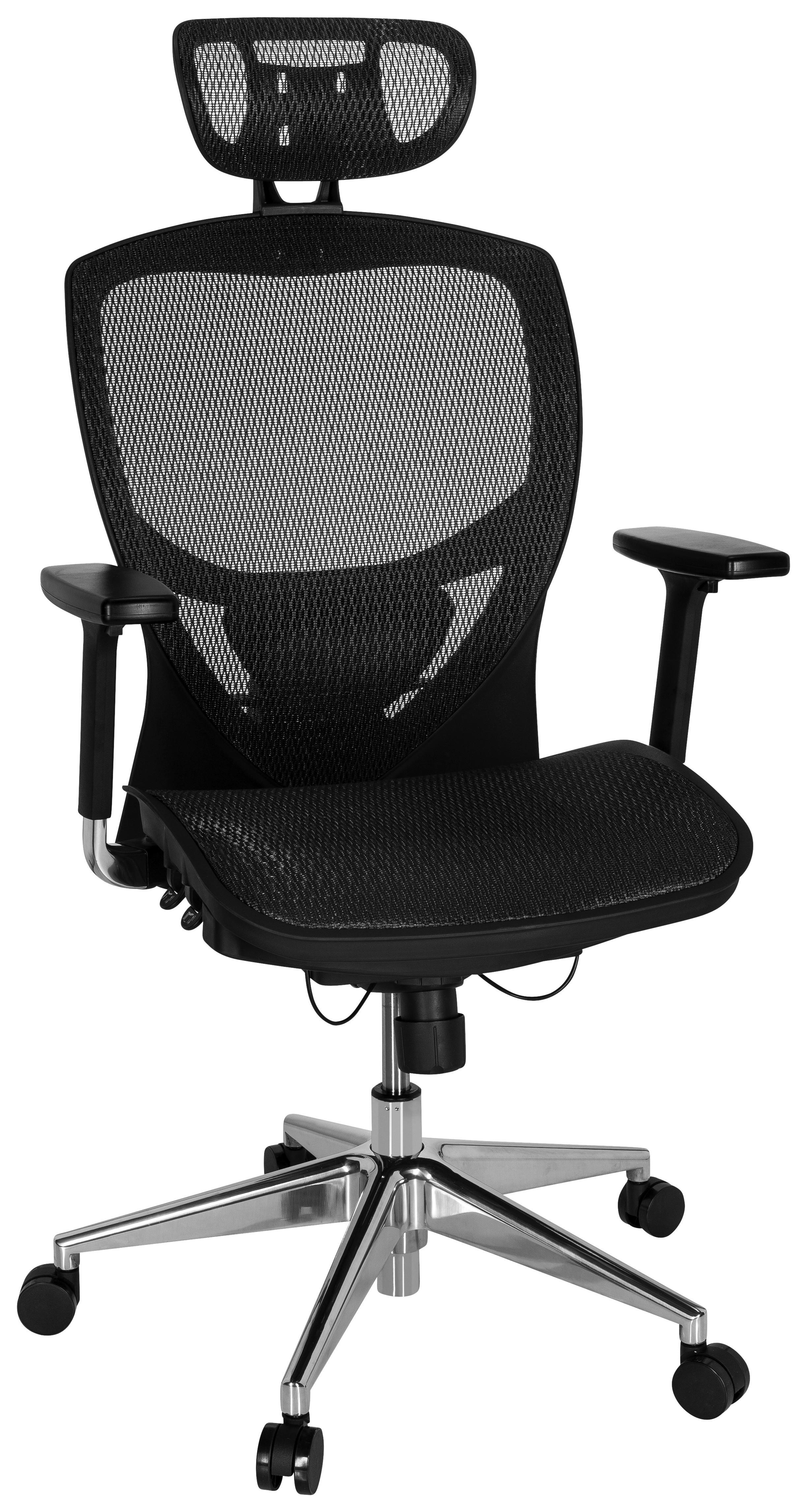 Bürostuhl Venus One Schwarz Bis 120 Kg - Silberfarben/Schwarz, Basics, Kunststoff/Textil (61/148/48cm) - MID.YOU