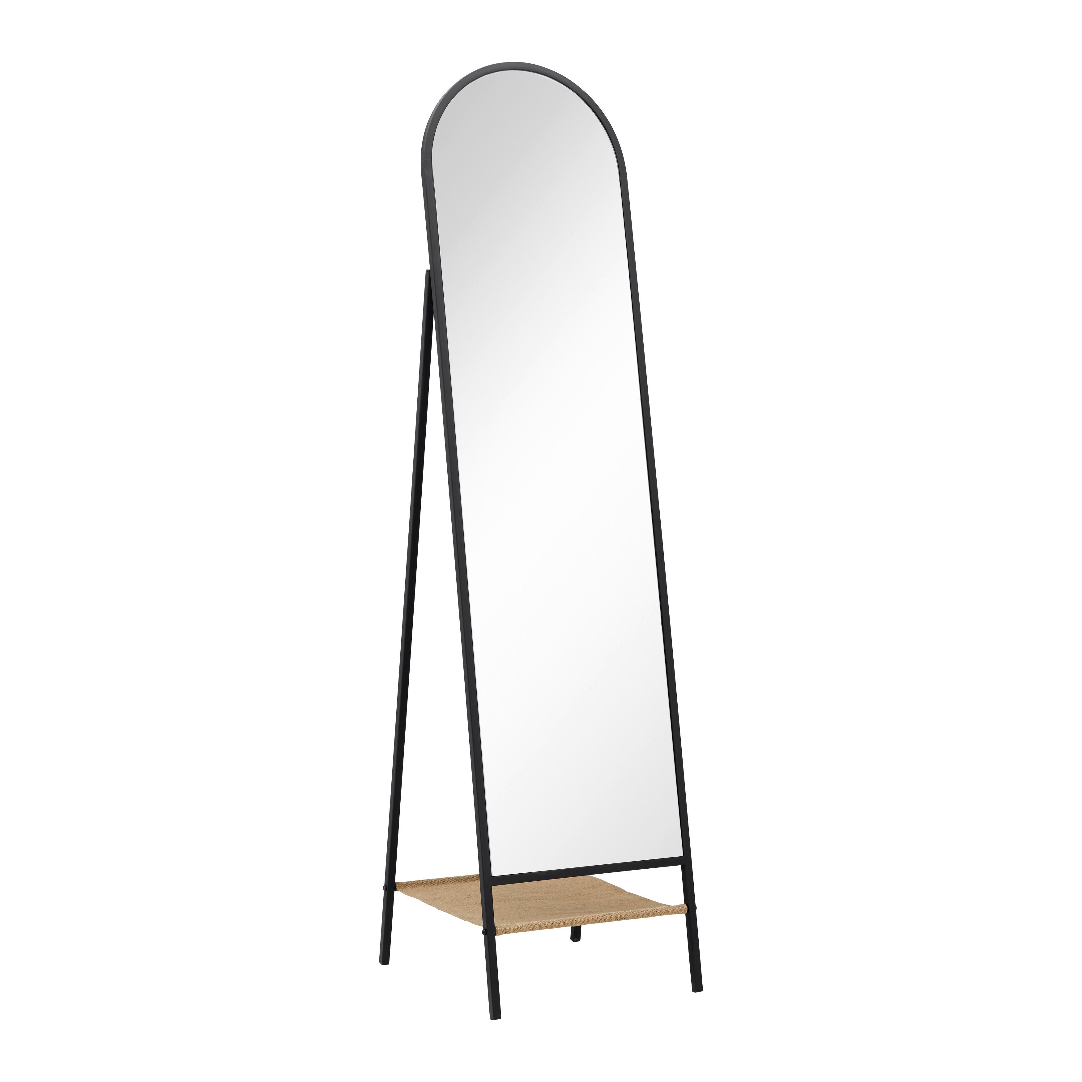 Zrcadlo MELINDA - černá/přírodní barvy, Moderní, kov/textil (42/170/41cm) - P & B