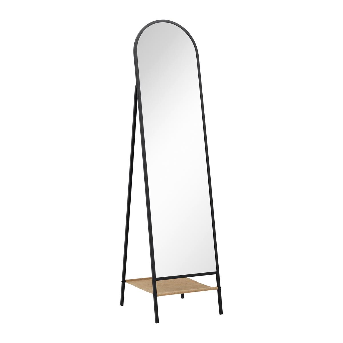 Zrcadlo MELINDA - černá/přírodní barvy, Moderní, kov/textil (42/170/41cm) - P & B