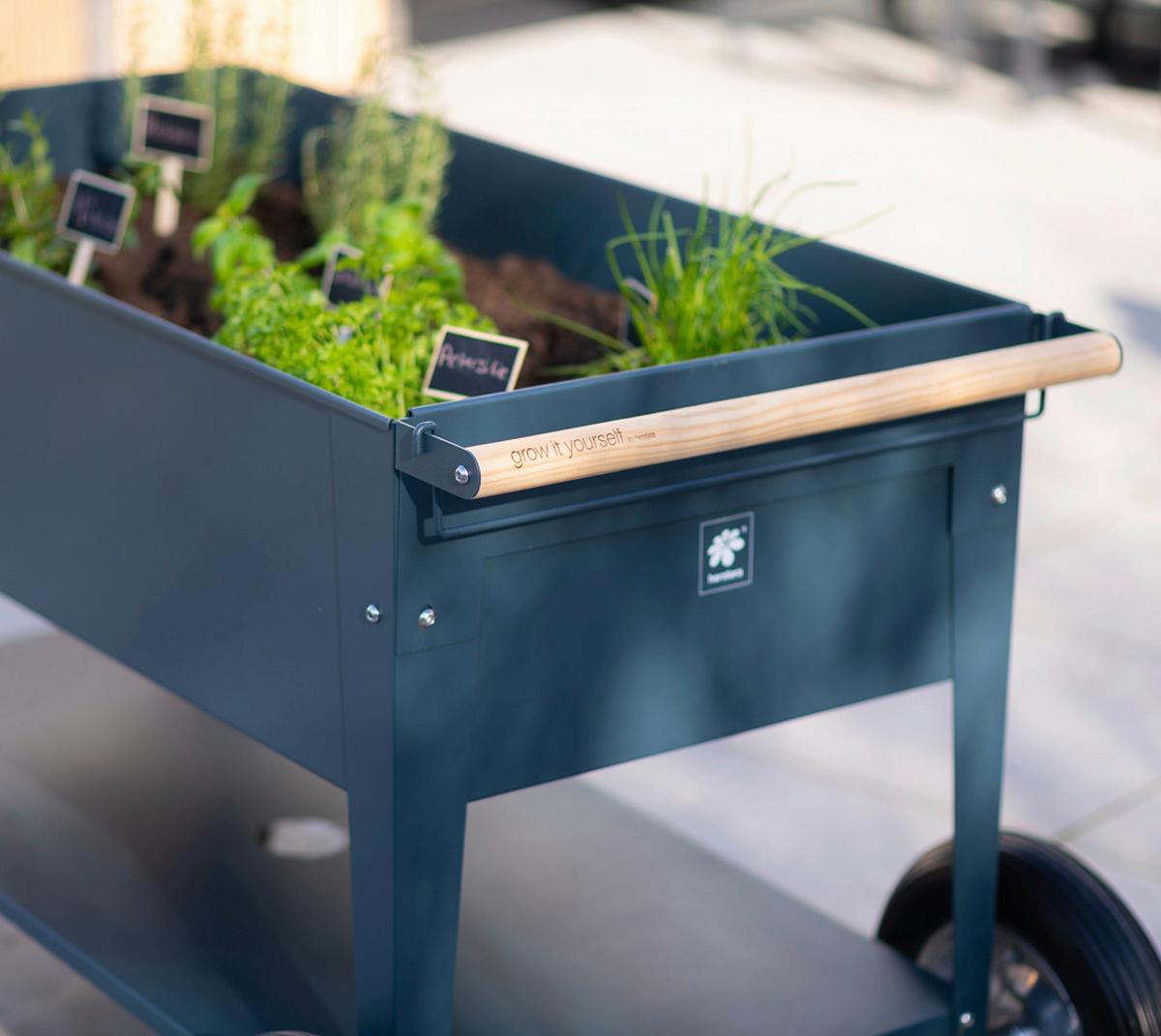 Hochbeet Stahl Swivel mit Ablagen 60/80/120 cm - Anthrazit, Basics, Metall (60/80/120cm)