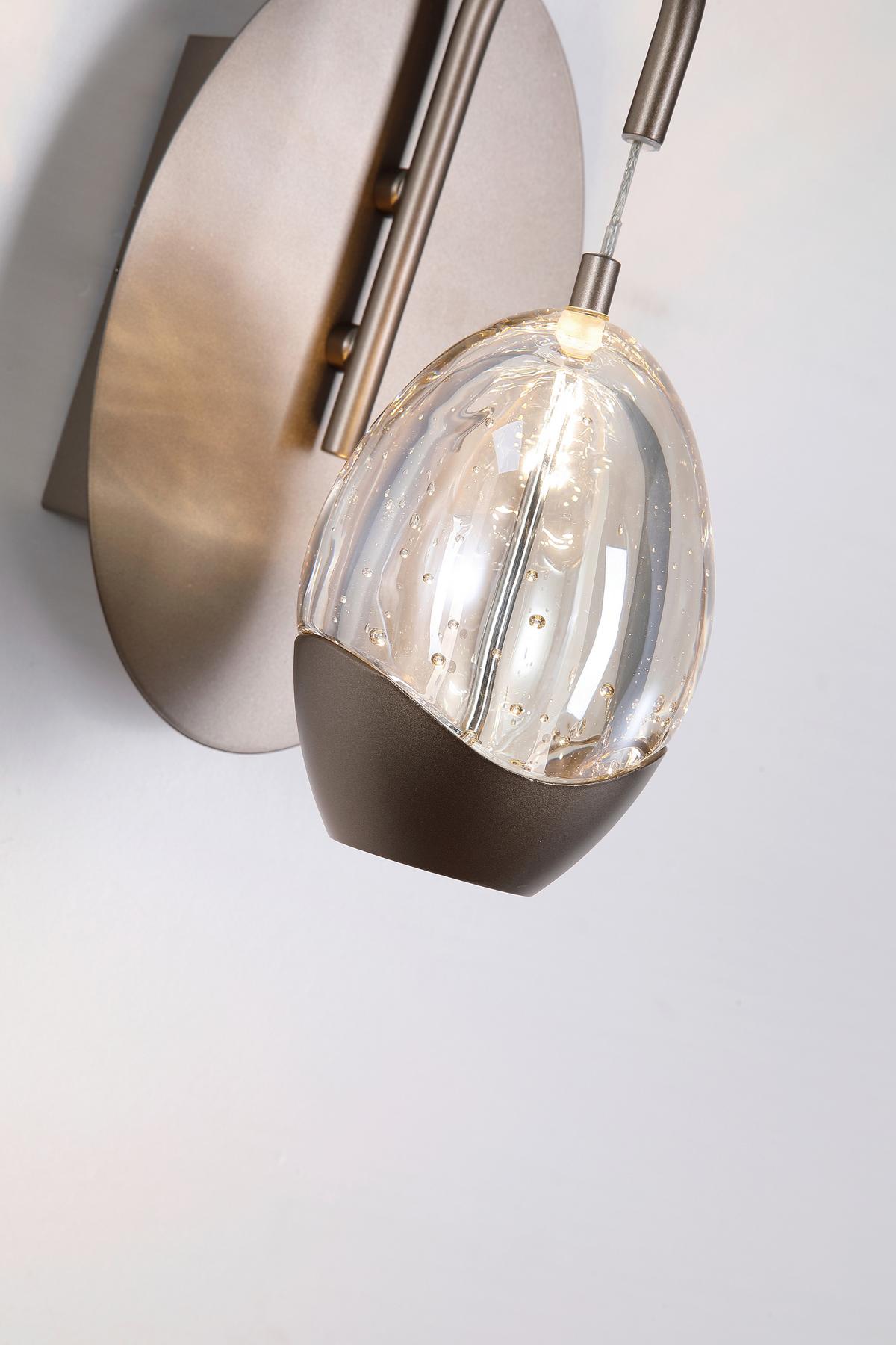 LED-Wandleuchte Charm Champagner Beige Transparent - Champagner/Transparent, Trend, Glas/Metall (25,5/13/19cm)