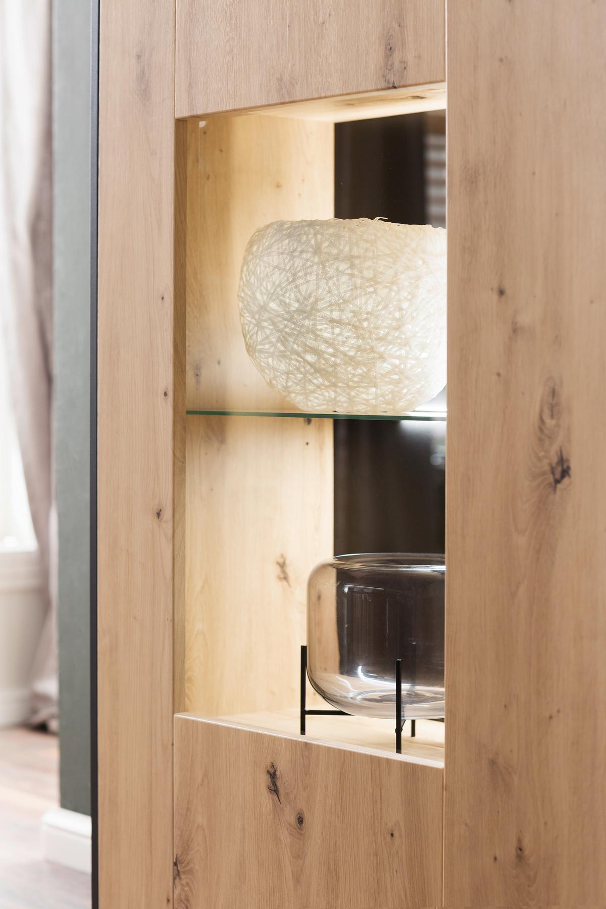 Highboard B: 153 cm Buenos Aires Anthrazit/Eichefarben - Eichefarben/Anthrazit, Design, Glas/Holzwerkstoff (153/143/38cm) - MID.YOU