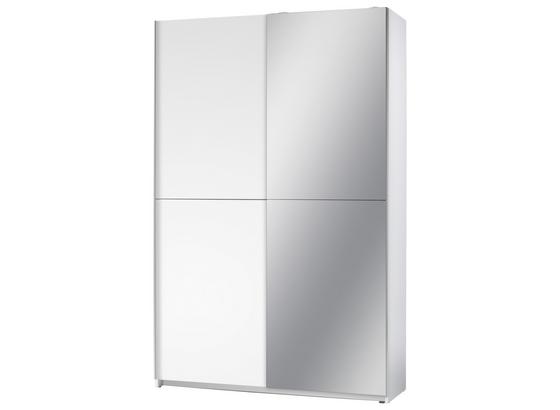 Schwebetürenschrank mit Spiegel 125cm Slim, Weiß - Weiß, Basics, Glas/Holzwerkstoff (125/195,5/38cm) Schwebetürenschrank mit Spiegel 125cm Slim, Weiß - Weiß, Basics, Glas/Holzwerkstoff (125/195,5/38cm)