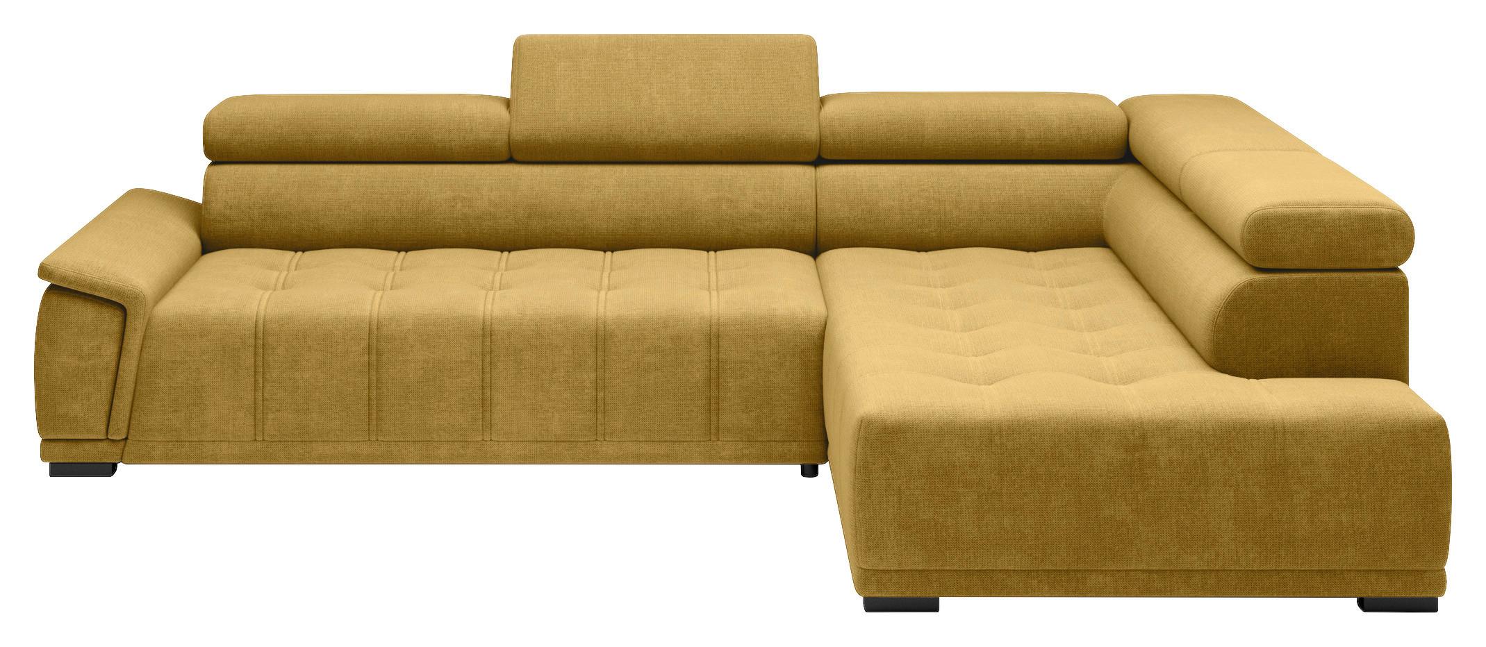 Rohová sedačka GRINALDI, pravá, horčicovožltá - horčicovožltá/čierna, Modern, textil/plast (283/206cm) - Premium Living