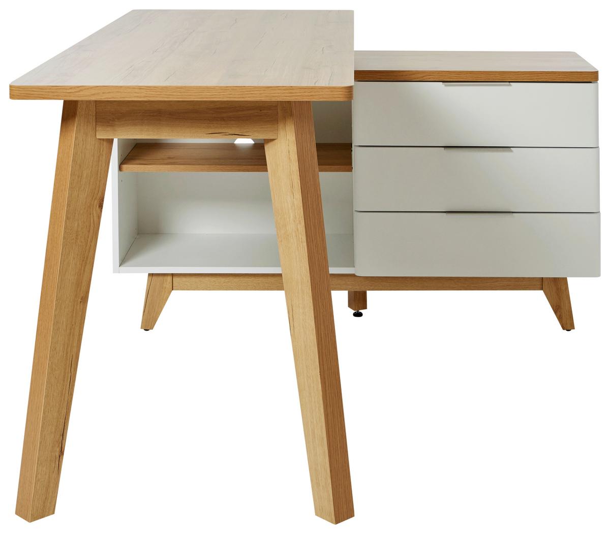 Eckschreibtisch Libre D 240 E - Eichefarben/Weiß, KONVENTIONELL, Holzwerkstoff (140/118/76cm) - Livetastic