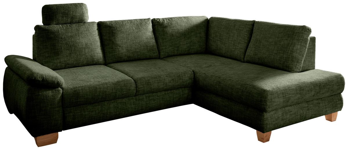 Eckschlafsofa Positano Dunkelgrün S: 265x206 Cm - Wildeiche/Dunkelgrün, MODERN, Textil (265/206cm) - Livetastic