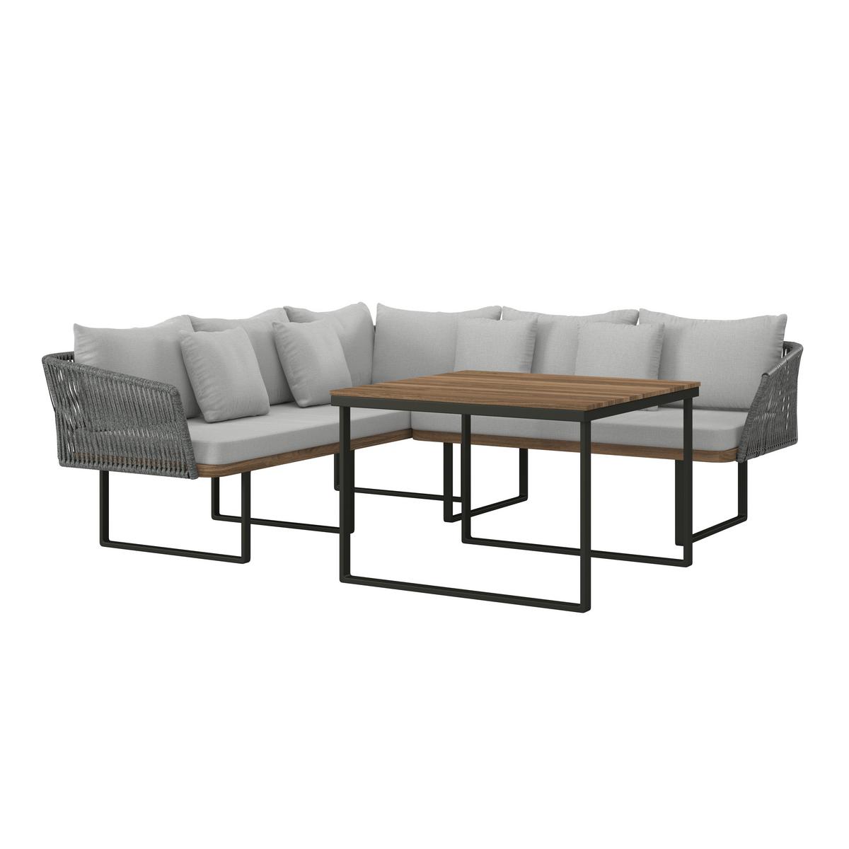 JÍDELNÍ TERASOVÁ SOUPRAVA VIOLA - černá/světle šedá, Moderní, kov/dřevo (228/75/75cm) - Bessagi Garden