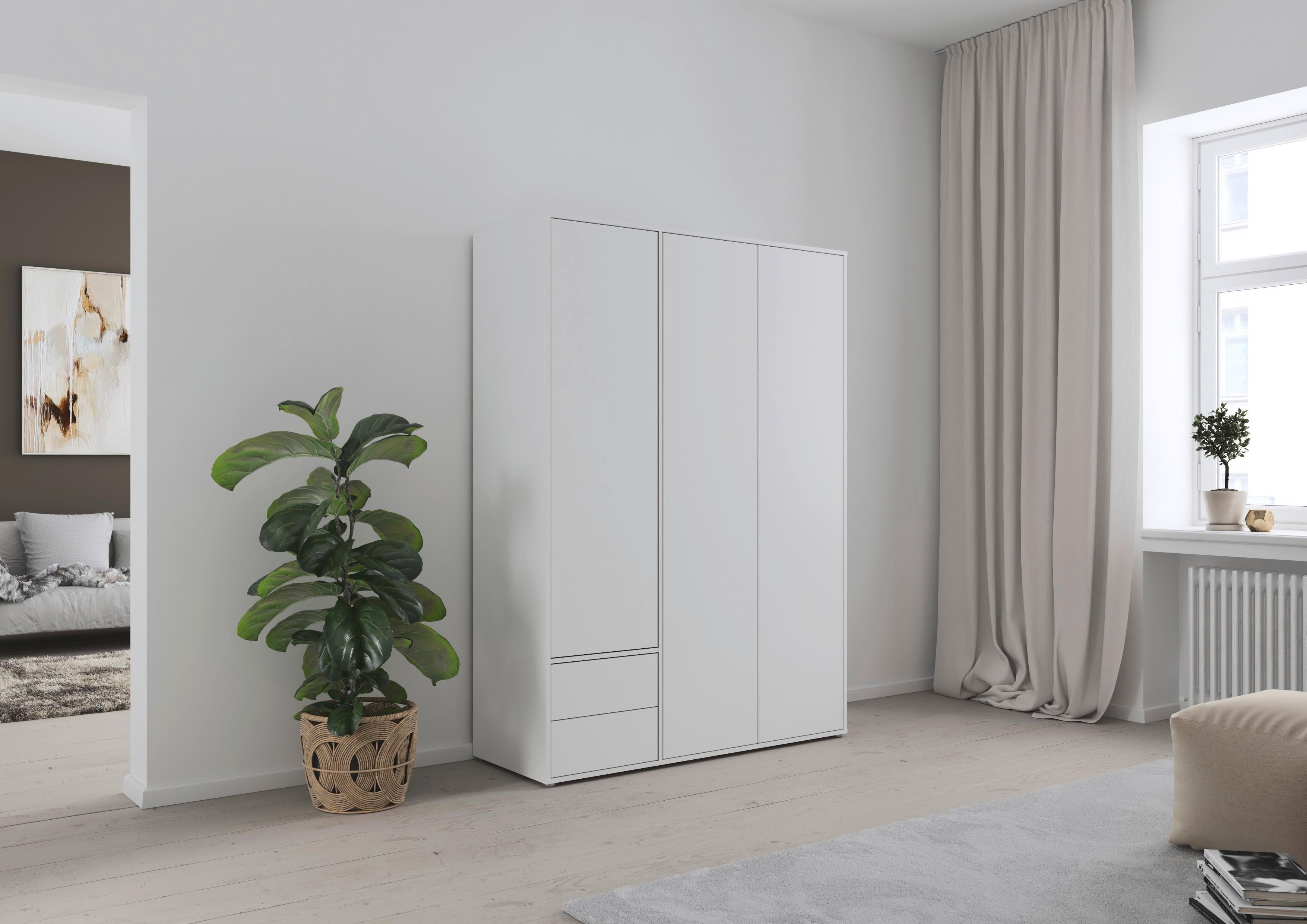 Drehtürenschrank Nabila Weiß B: 140 cm - Weiß, MODERN, Holzwerkstoff (140/194/53cm) - Rauch Möbel
