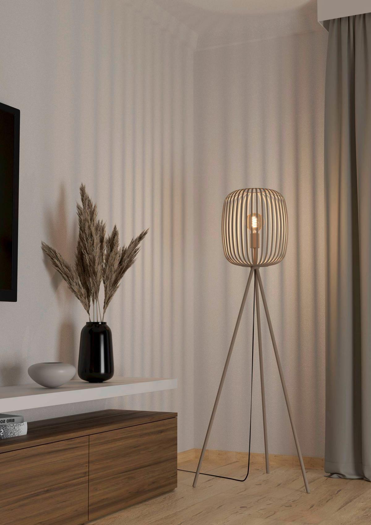 Stehleuchte 56696 Farnetta - Sandfarben/Schwarz, Basics, Metall (30,5/140,5cm) - Eglo