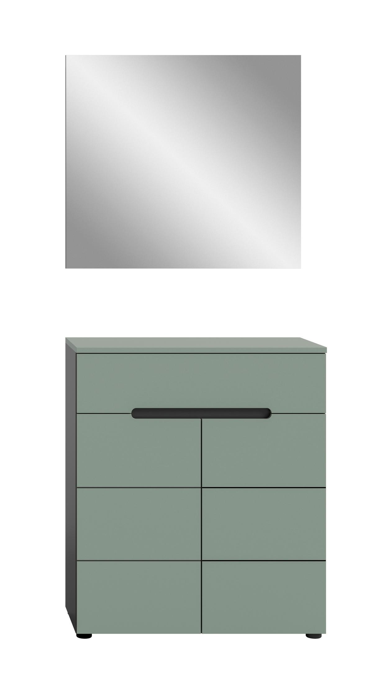 Garderobe Canu 2-Teilig Grau/Grün B: 80 cm - Graugrün/Grau, Design, Holzwerkstoff (80/190/37cm) - Livetastic