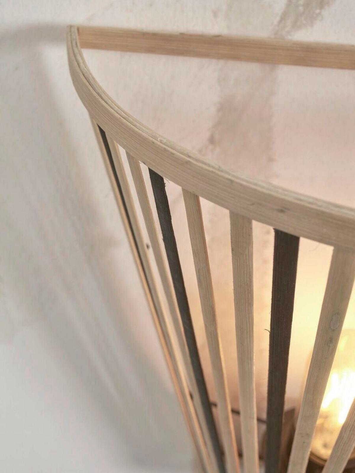 Wandleuchte Merapi Naturfarben/schwarz - Schwarz/Naturfarben, Trend, Holz (15/30/30cm) - Good & Mojo