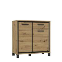 Kommode B 91,4 Cm Trondheim, Eiche Dekor/schwarz - Eichefarben/Schwarz, MODERN, Holzwerkstoff/Kunststoff (91,4/91,2/41,5cm) - MID.YOU