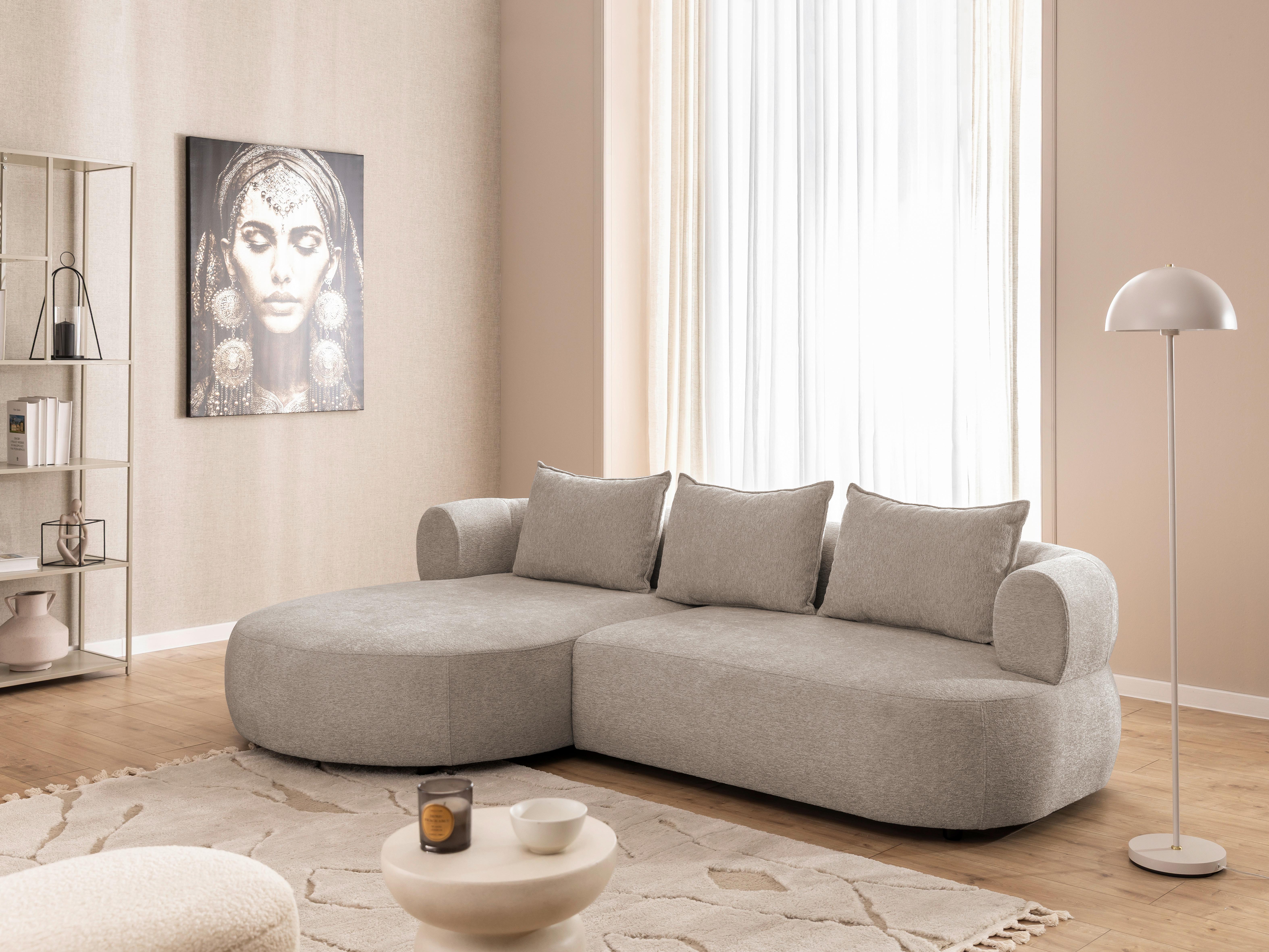 Ecksofa Ferro Hellbraun S: 156x256 Cm - Hellbraun/Schwarz, Design, Textil (156/256cm) - Livetastic