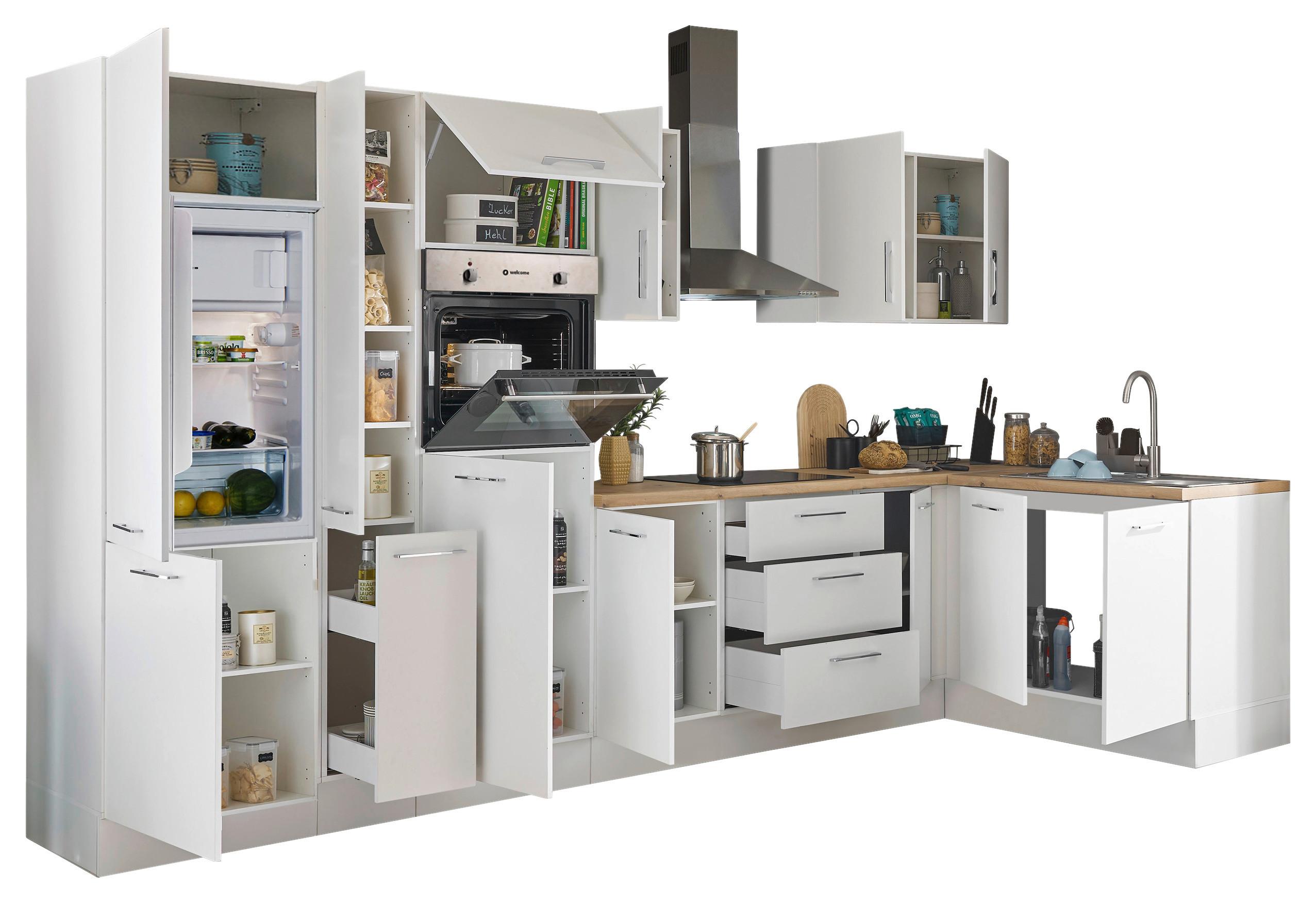 Eckküche Turin Weiß/Eiche Dekor 360x165 cm - Weiß/Eiche Artisan, Basics, Holzwerkstoff (360/165cm) - MID.YOU