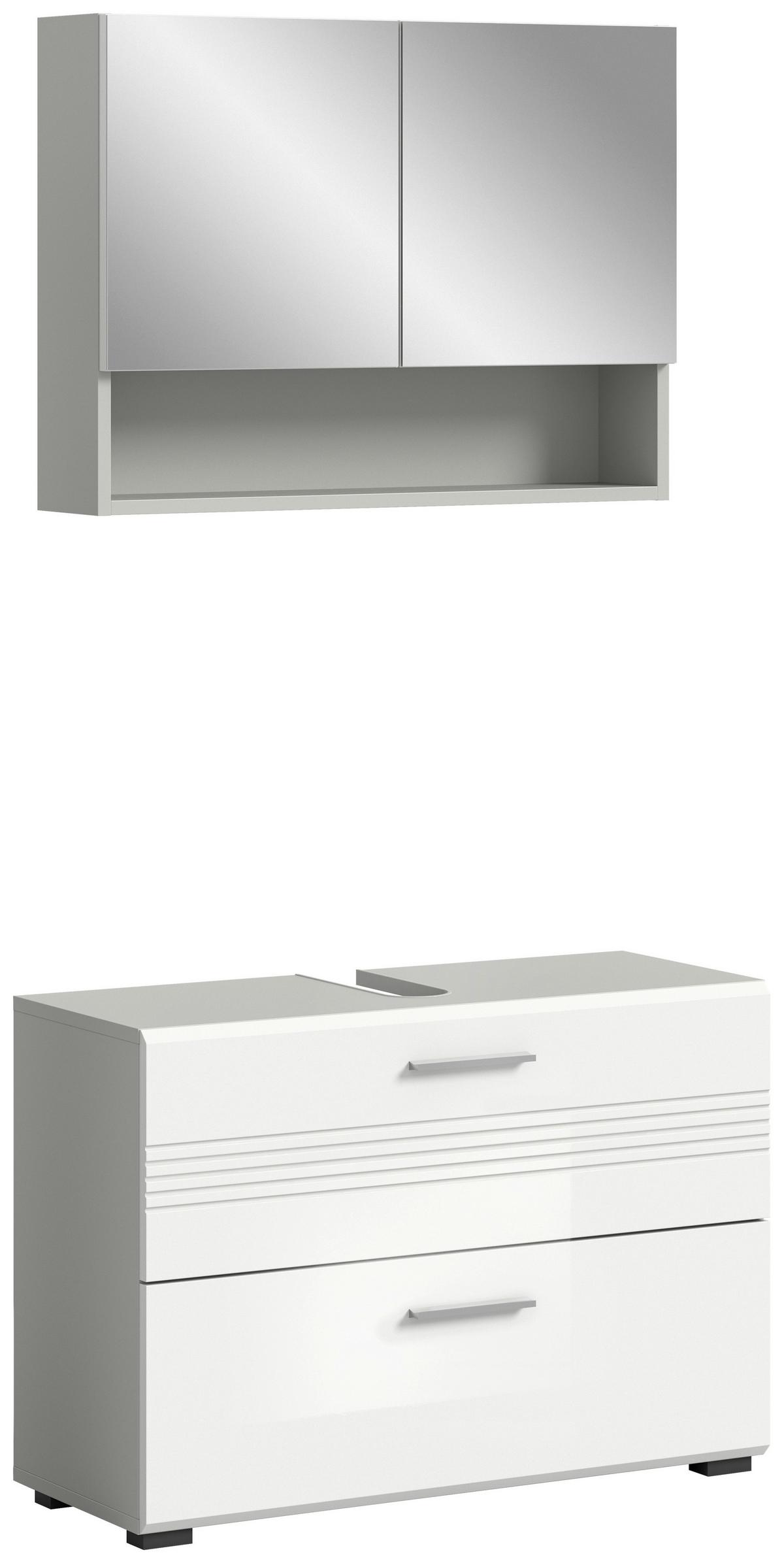 Badezimmer Copa Grau Weiß Hg B: 80 Cm - Weiß Hochglanz/Schwarz, MODERN, Holzwerkstoff (80cm) - MID.YOU