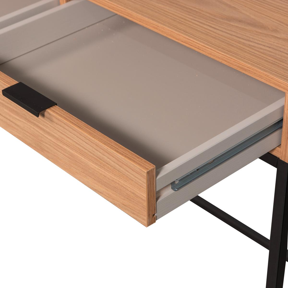 Schreibtisch Silas Eichefarben B: 140 Cm - Eichefarben/Schwarz, Design, Holz/Metall (140/44/75cm) - Livetastic