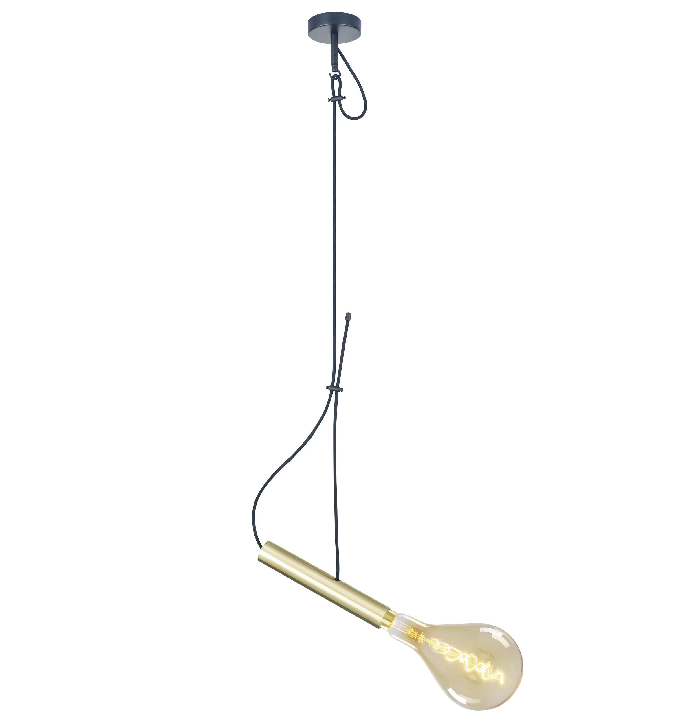 Hängeleuchte Näve H: 120 cm 1-Flammig - Goldfarben/Schwarz, Design, Kunststoff/Textil (12/120cm) - Näve