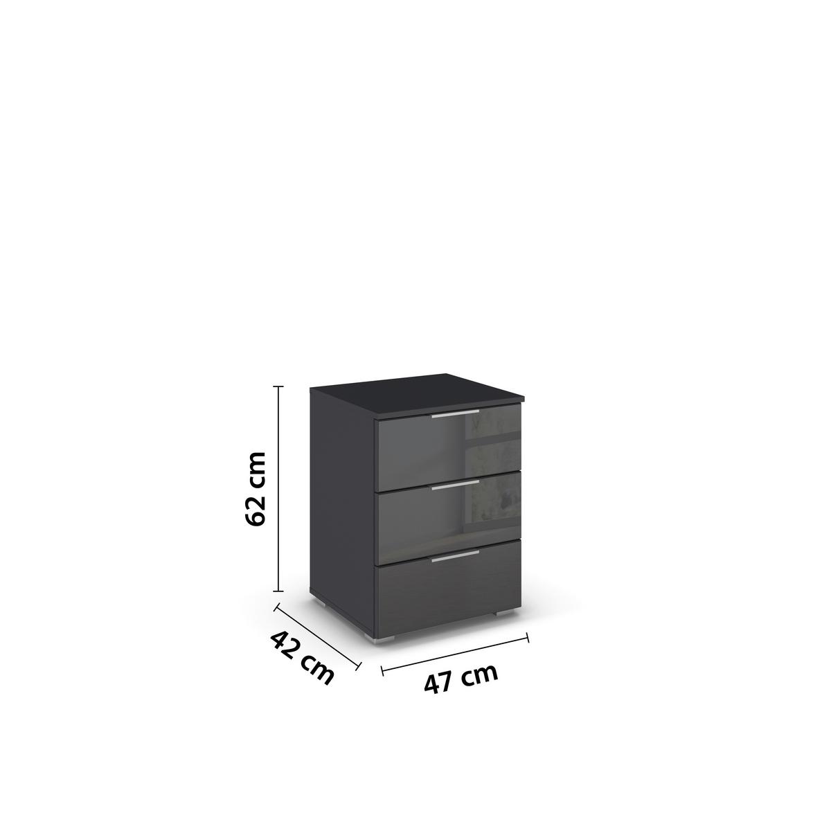 Nachkästchen Grau Metallic Dekor H: 62 Cm, Mars 3l-Glas - Grau Hochglanz/Alufarben, KONVENTIONELL, Glas/Holzwerkstoff (47/62/42cm)