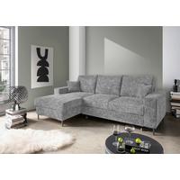 Eckschlafsofa Zona Silberfarben S: 143x237 Cm - Silberfarben/Schwarz, KONVENTIONELL, Textil (143/237cm) - Livetastic