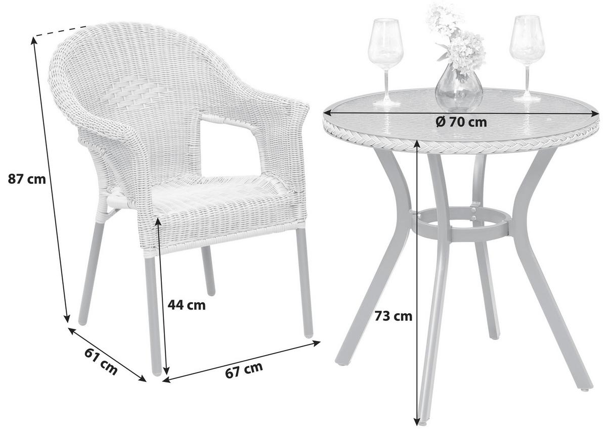 Gartengarnitur 5-Tlg. Ravenna Metall/Kunststoff/Glas - Graphitfarben/Naturfarben, ROMANTIK / LANDHAUS, Kunststoff/Metall - Gardenson
