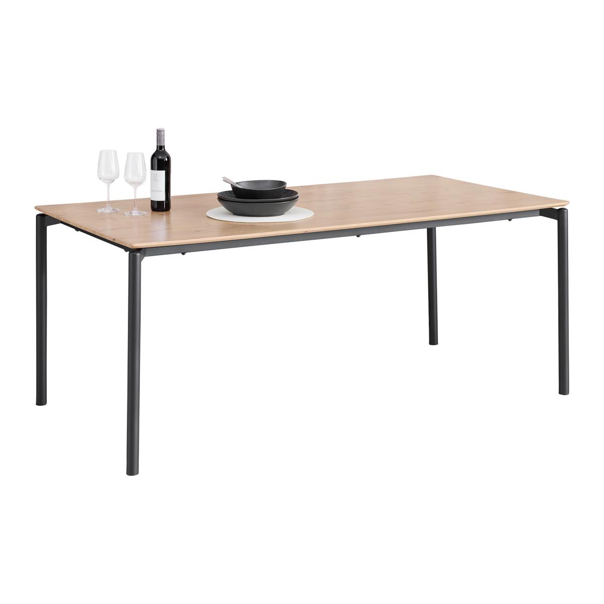 Jedálenský stôl LIDO 180 - čierna/farba duba, Modern, kov/kompozitné drevo (180/76/90cm) - Mömax