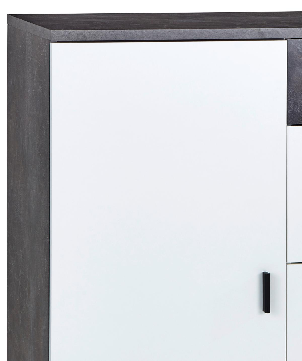 Kommode B: 160 Cm Paul, Betonoptik Dunkel/weiß - Weiß/Grau, MODERN, Holzwerkstoff (160/111/42cm)